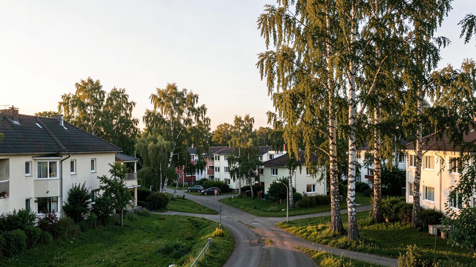 Bostadsområde i Gånghester en sommarkväll